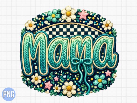 Download Embroidered Mama Floral Checkerboard PNG - Embroidered mama Collection