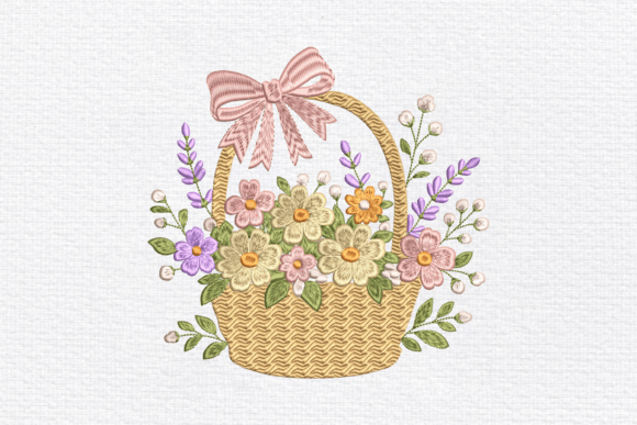 Download Floral Basket Machine Embroidery Pattern - Premium Bundle