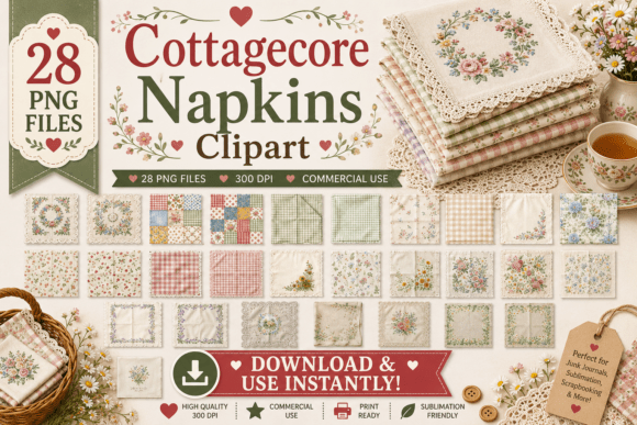 Download Watercolor Cottagecore Napkins Clipart - Napkins Collection
